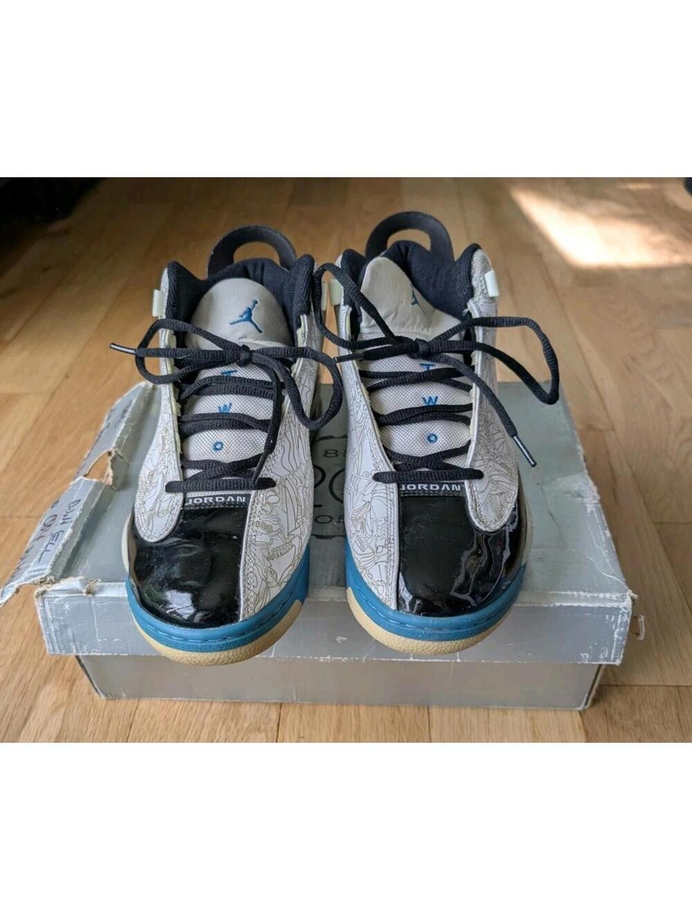 Nike Air Jordan Dub Zero Mens Size 9.5 Black Blue Laser Cut 311046-102 2005